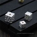 Real S925 Sterling Silver Cube Beads Accessories Jewelry DIY Handmade jewelry Findings Square Spacer Beads